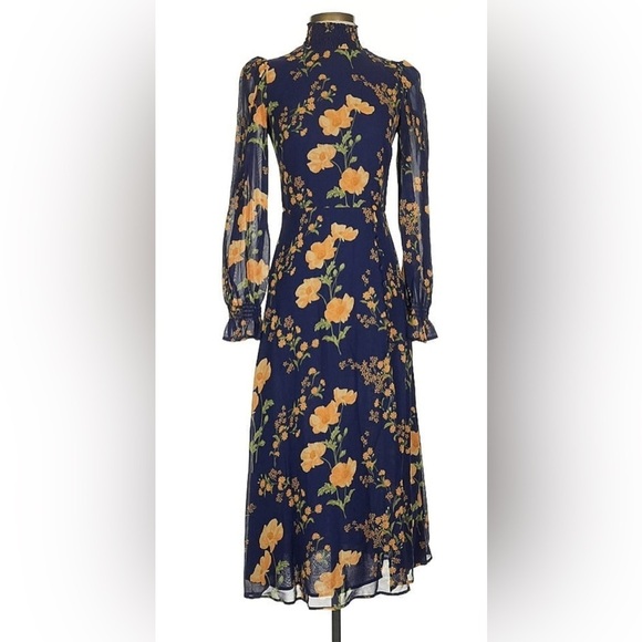 NWT Reformation Stevi Floral Mock Turtleneck Midi-Dress size 2 - Picture 3 of 13